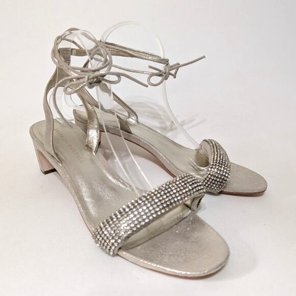 Loeffler Randall Jackie Rhinestone Ankle Strap Sandals Heels Metallic Size 9.5 - Picture 4 of 13